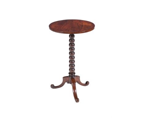 Y&nbspA VICTORIAN ROSEWOOD OCCASIONAL TABLE  CIRCA 1850 With bobbin turned stem and tripod base 70cm high, 43cm diameter    C