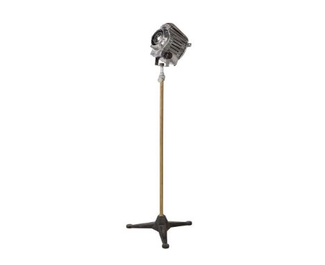 A BANTAM SUPER SPOT LAMP On a brass and cast iron stand base 144cm high overall  Condition Report:  Please note this is sold 