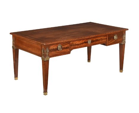 A MAHOGANY AND ORMOLU MOUNTED BUREAU-PLAT IN EMPIRE STYLE 19TH CENTURY 77cm high, 170cm wide, 89cm deepProvenance: From the P