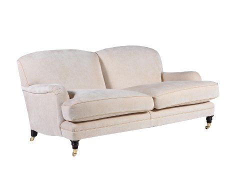 AN UPHOLSTERED TWO SEAT SOFA  OF RECENT MANUFACTURE, AFTER THE MANNER OF GEORGE SMITH  91cm high, 178cm wide, 91cm deep  Cond