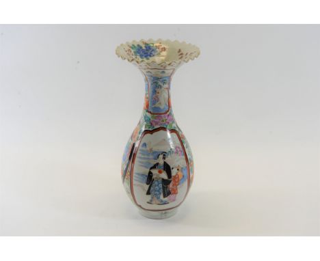 A LATE 19TH/EARLY 20TH CENTURY JAPANESE PORCELAIN VASE decorated with bijn, 11 3/4 ins high, a small Copeland Spode "Italian"