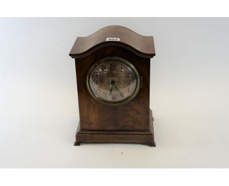 WINTER HALDER & HOFMEIR, an early 20th Century mahogany cased MANTLE CLOCK, circular silvered dial supporting a single train 