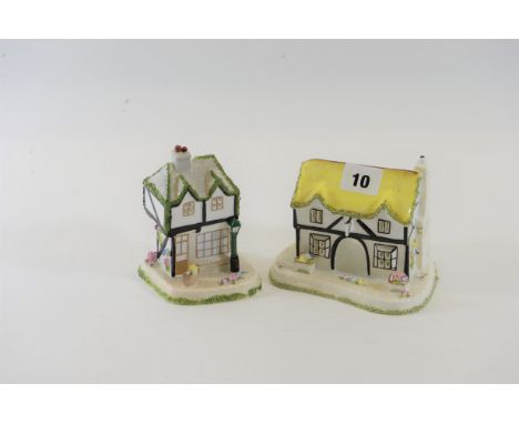 A 20TH CENTURY COALPORT "COACHING INN" ORNAMENT, an "OLD CURIOSITY SHOP DITTO", an aynsley "Cottage Garden" JARDINIERE, a pai