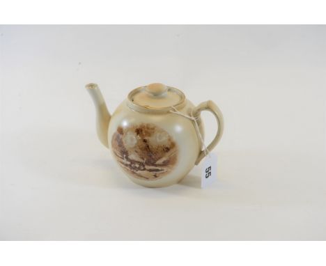 AN EARLY 20TH CENTURY BRUCE BAIRNSFATHER "OLD BILL" CERAMIC TEAPOT AND COVER with caption "Well if you know a better ole, go 