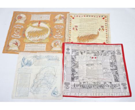 Boer War & WW1 Patriotic Picture Handkerchiefs: Absent-Minded Beggar by Rudyard Kipling in blue, Fulton’s military picture ha