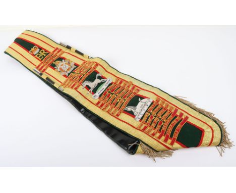1st Battalion Kings Own Scottish Borderers Drum Major’s Sash, Queen Elizebeth II cyphered (ERII) 1st battalion Kings Own Scot