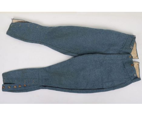 WW1 French Horizon Blue Wool Trousers, 1918, A good pair of original French WW1 trousers, dated 1918 upon the inside waist ba