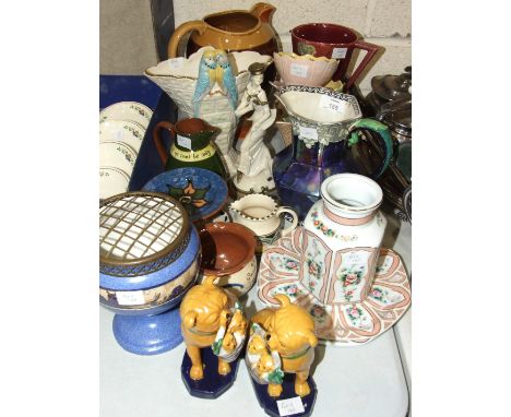 A Malling octagonal shape jug, various ceramic jugs and miscellaneous items.