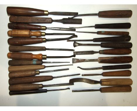A collection of 19th century and later carving chisels, gouges and pairing tools, by Herring, Addis and others, (24).