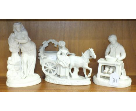 A parian figure 'Defeat', depicting a young boy sitting at a table, upon which is an empty bowl, knife and fork, 17cm high, a