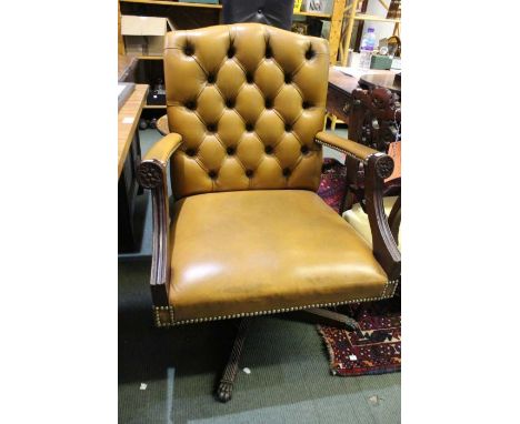 Button back swivel leather office chair