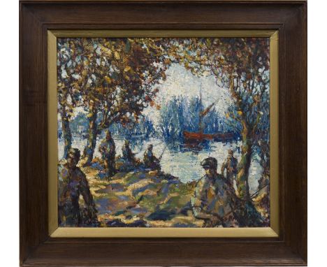 * JOHN RANKINE BARCLAY (SCOTTISH 1884 - 1962),LES PECHEURSoil on canvas, signed41cm x 46cm FramedNote: John Rankine Barclay w