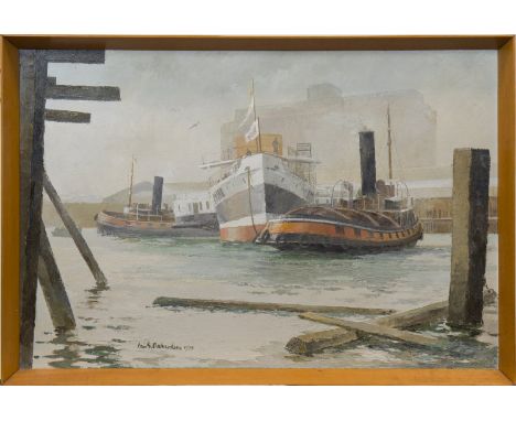 * IAN G. ORCHARDSON (SCOTTISH 1927 - 1997),LAUNCH OF PS JUPITERoil on canvas board, signed and dated 197960cm x 90cmFramedLab
