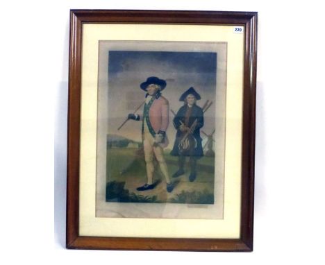 After William Henderson,A golfer and his caddy,signed in pencil,coloured reproduction,image 50 x 35.5 cm   CONDITION REPORT: 