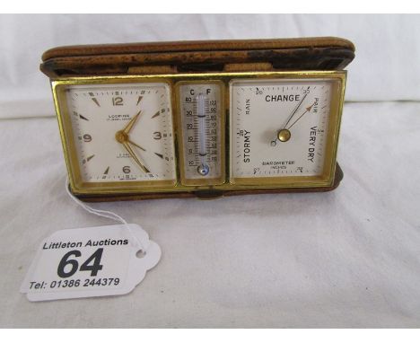 Cased travelling clock, barometer, thermometer - Swiss made by Looping &amp; Co