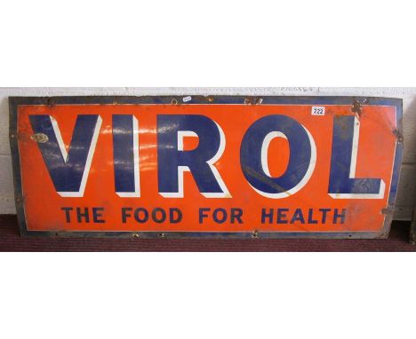 Vintage enamel sign - VIROLH: 46cm W: 122cm