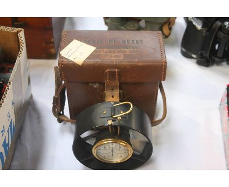 An unnamed compensated mining aneroid barometer, in leather case