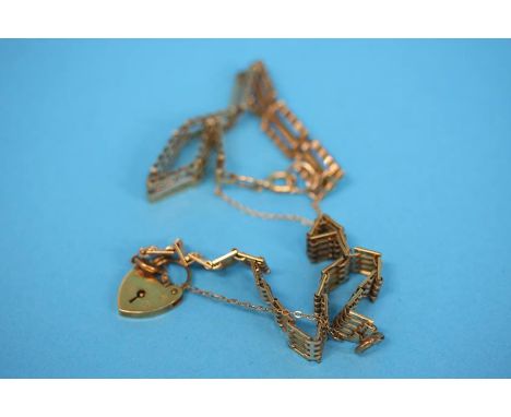 Two 9ct gold gate link bracelets. Weight 21.2 grams