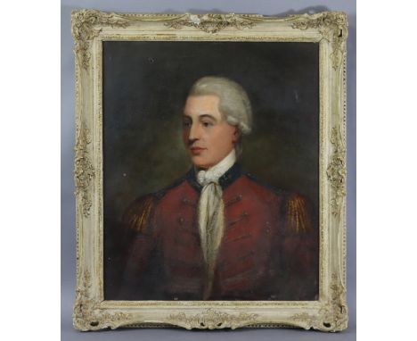 ENGLISH SCHOOL, 19th century. Head &amp; shoulders portrait of an officer in military dress; Oil on canvas: 30¼” x 25¼” (w.a.