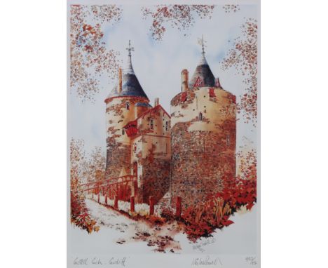 MICHAEL POWELL (Contemporary) “Castell Coch, Cardiff”, coloured lithograph, Signed, titled, &amp; numbered 459/850 in pencil,