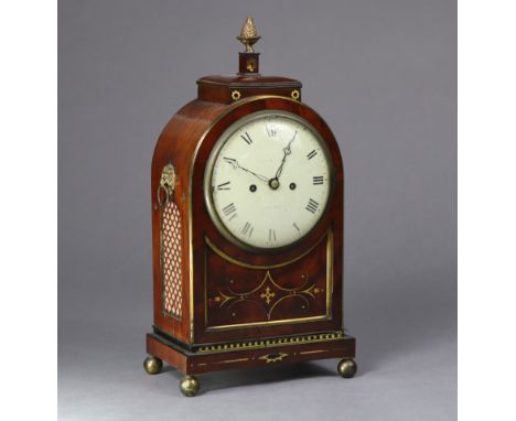 A REGENCY BRACKET CLOCK, the 7” white painted dial signed “ROBERT MOLYNEUX, LONDON” (faded), with double-fusee repeater movem