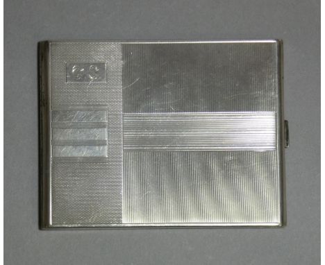  A silver Art Deco style rectangular pocket cigarette case with engine-turned decoration; Birmingham 1932, by Wm. Neale &amp;
