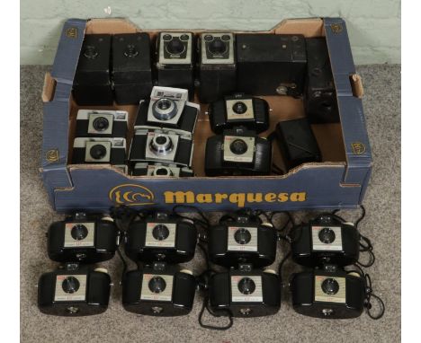 A collection of twenty-three various Kodak cameras, including Box Brownie Six-20, Colorsnap 35, Brownie 127, Instamatic 25, A