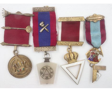 Four silver gilt and enamel Mark degree Masonic jewel. UK P&amp;P Group 1 (£16+VAT for the first lot and £2+VAT for subsequen