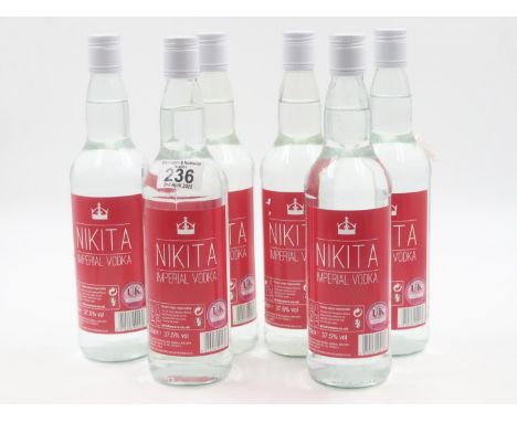 Six Nikita 70cl bottles of vodka. Not available for in-house P&amp;P 