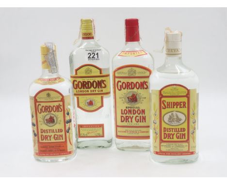 Three 1 litres and one 75cl bottles of Gordons export gin. Not available for in-house P&amp;P 