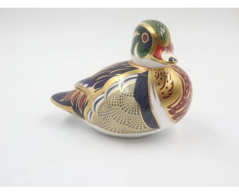 Boxed Royal Crown Derby Carolina duck paperweight, no cracks or chips. UK P&amp;P Group 1 (£16+VAT for the first lot and £2+V