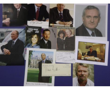 Folder of mixed autographed photographs including Ian Paisley and Robin Cook. UK P&amp;P Group 2 (£20+VAT for the first lot a