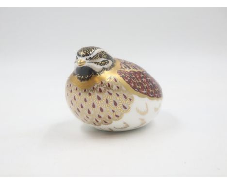 Boxed Royal Crown Derby quail paperweight, no cracks or chips. UK P&amp;P Group 1 (£16+VAT for the first lot and £2+VAT for s