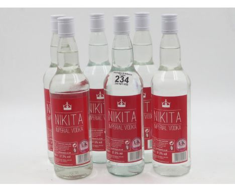 Six Nikita 70cl bottles of vodka. Not available for in-house P&amp;P 