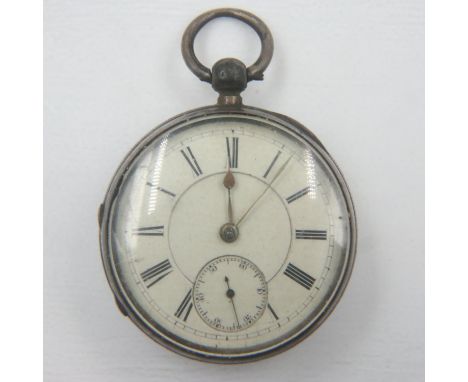 Open face hallmarked silver pocket watch, not working at lotting. UK P&amp;P Group 1 (£16+VAT for the first lot and £2+VAT fo