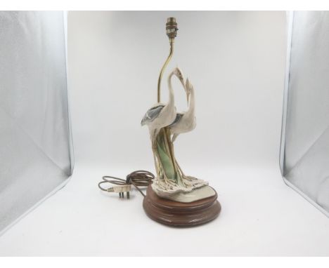 Table lamp featuring a heron, signed by Florence 1984. Not available for in-house P&amp;P