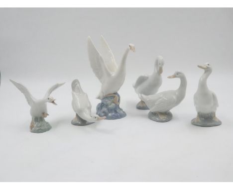 Six Lladro and Nao geese. Not available for in-house P&amp;P 