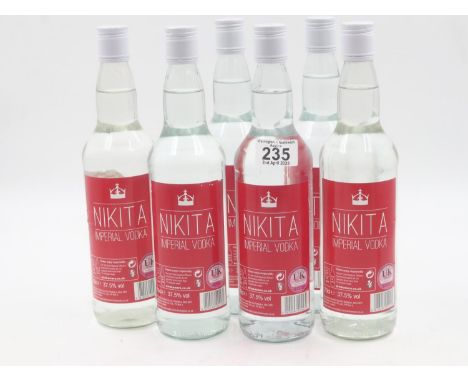 Six Nikita 70cl bottles of vodka. Not available for in-house P&amp;P 