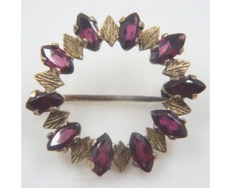 835 silver gilt brooch set with amethyst. UK P&amp;P Group 0 (£6+VAT for the first lot and £1+VAT for subsequent lots) 