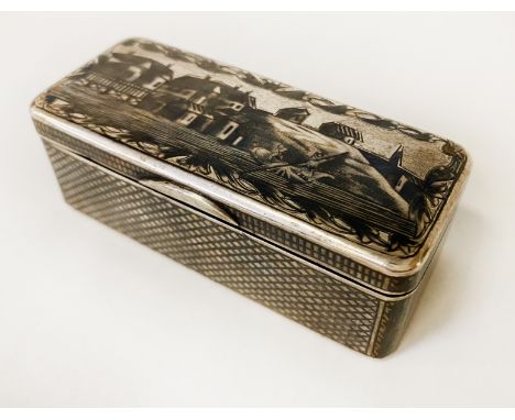 SILVER GILT &amp; NIELLO RUSSIAN SNUFF BOX - MOSCOW 1838 - 4 OZS APPROX