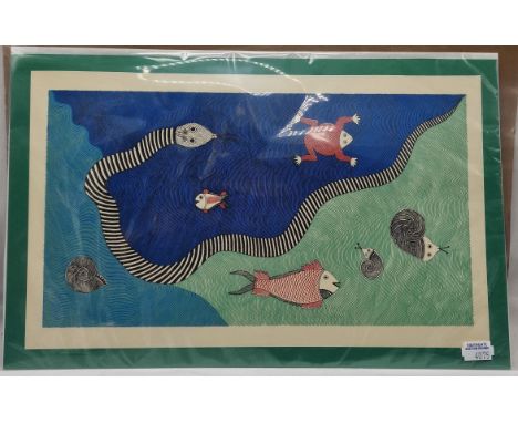 ODE TO THE INDIAN OCEAN - COLOURED SERIGRAPH - 39 X 24.5 CMS APPROX