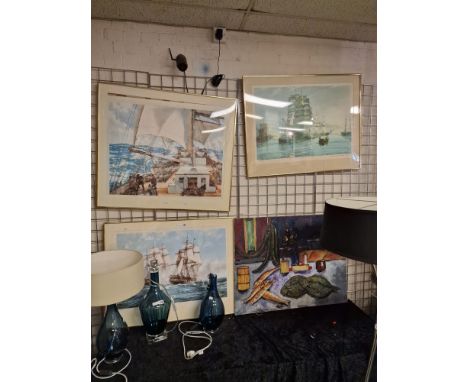 ''THE ACTION BETWEEN JAVA &amp; CONSTITUTION'' FRAMED PRINT BY MONTAGUE DAWSON WITH ''THE THERMOPYLAE LEAVING FOOCHOW'' BY MO