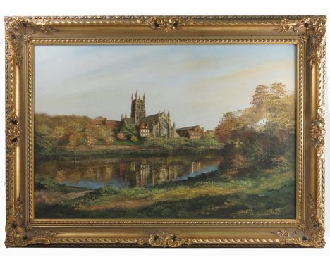 Alan King, oil on canvas, Worcester Cathedral, 20ins x 30ins