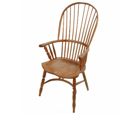 A modern ash high stick back Windsor chair, with crinoline stretcher