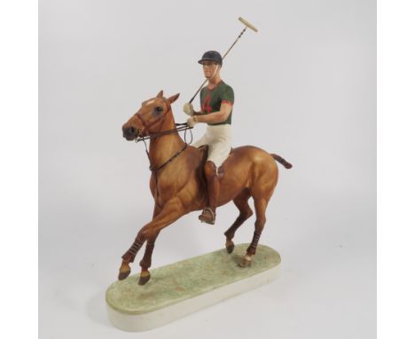 A Royal Worcester model, HRH The Duke of Edinburgh on polo pony, modelled by Doris Lindner, please note this model lacks plin