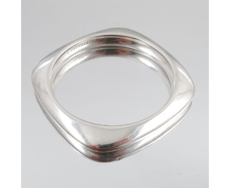 Tiffany & Co, a silver bangle of square outline, stamped 'Tiffany & Co' and '925', with pouch