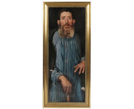 Jan Vaclav Mrkvicka, oil on canvas, portrait of bearded gentleman, 32ins x 12ins Condition report: The bottom half of the pai