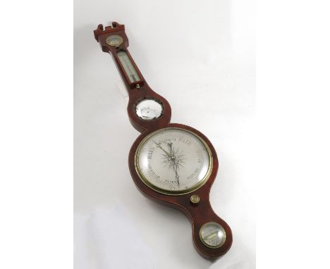 A 19th century mahogany banjo barometer, with boxwood lined inlay, by Tagliabue, 31 Brook Street, Holborn