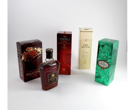 A boxed bottle of Martell V.S.O.P Medallion cognac, together with a boxed bottle of Prince Hubert de Polignac Cognac, a boxed