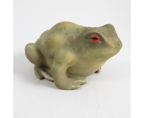 A Royal Worcester model, of a green frog, height 1.75ins